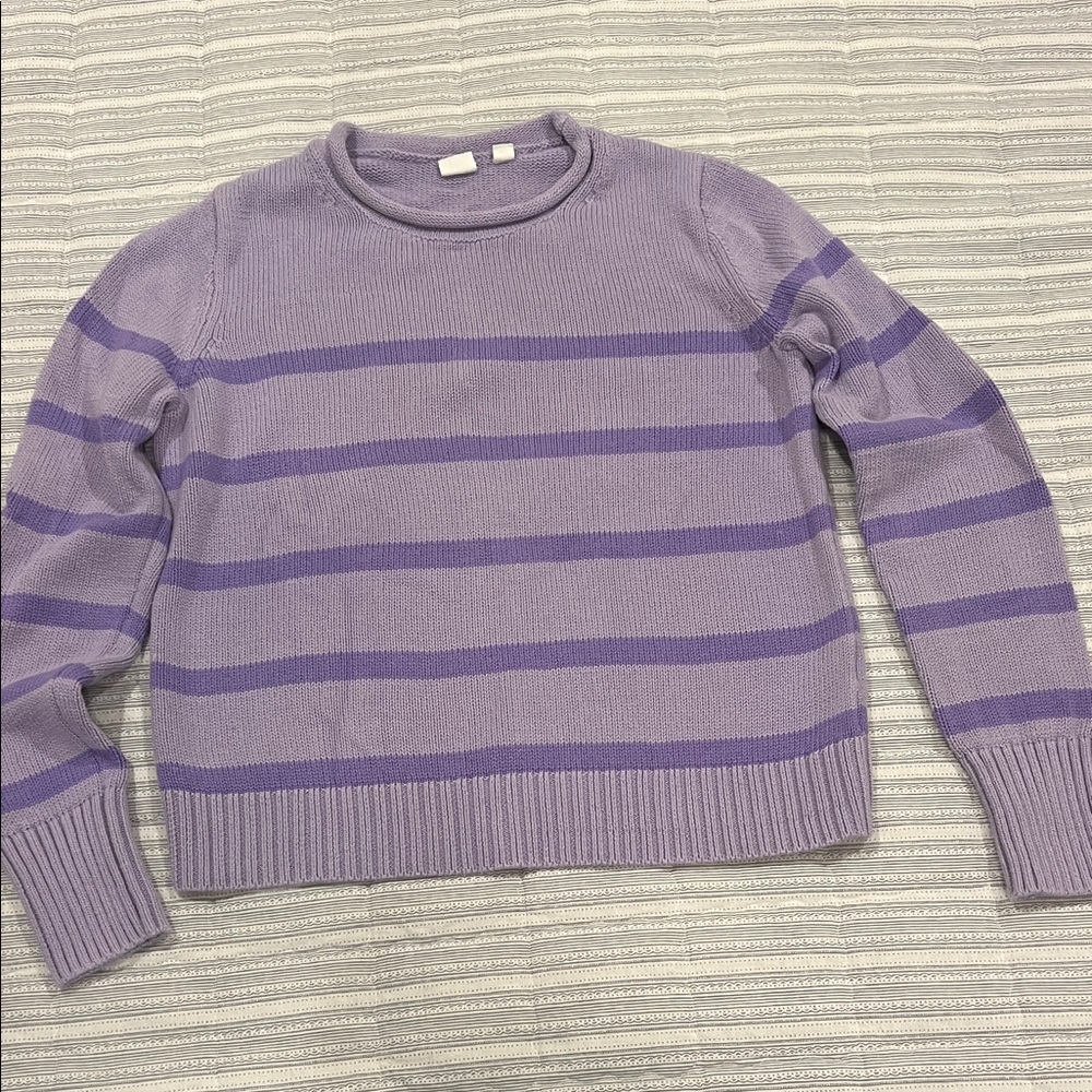 GAP Purple Striped Crew Neck Sweater